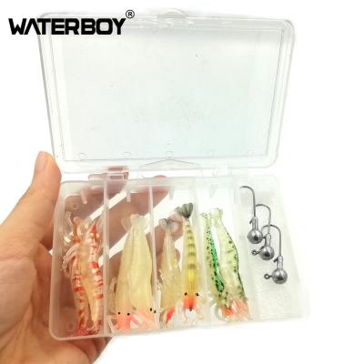 China Plastic Factory Direct Sea Bass Lure Softbait Shrimp Fishing Lure Set 6cm 1.8g 8pcs/Box for sale