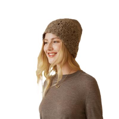 China Have Heat Preservation Hot Selling Handmade Knitted Hats For Women Warm Cozy Designer Cashmere Bucket Hat Winter Thermal Hat for sale