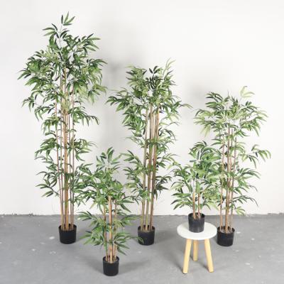 China Wholesale Indoor Outdoor Decorative Lager Tall Big Fake Lucky Plastic Bamboo Plant Tree Artificial Minimalist Garden Decor For Sale for sale