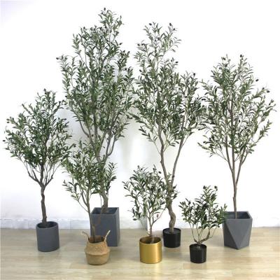 China Fake Bonsai Olive Tree Plant In 3Ft 8Ft Branch Pot Large Small Large Latex Faux Indoor Artificial Plastic Wholesale Minimalist Decor for sale