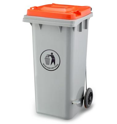 China Durable Movable Heavy Duty 120P HDPE 120 Liter Outdoor Plastic Waste Bins With Wheels for sale