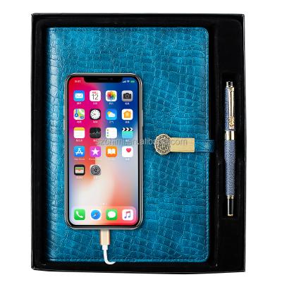 China Stylish Retro Style Hardcover Style Notebook Power Banks Power Book With USB Flash Drive for sale