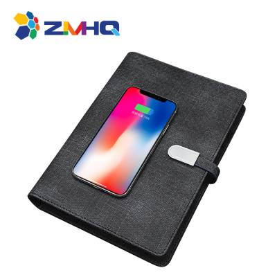 China Deboss desktop use hotsell design luxury powerbank notebook with wireless charger usb for sale