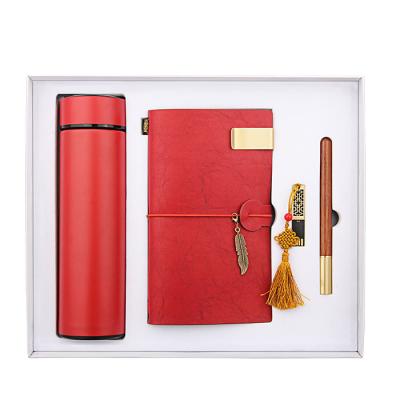 China Wooden Pen Business Training Notebook 16G Agriculture Gifts A6 Pen Vacuum Flask Gift Set for sale