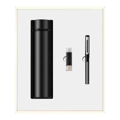 China Barber Shop Beautiful USB Flash Drive, Metal Pen and Vacuum Flask Gift Set Gift Business Promotional Items for sale