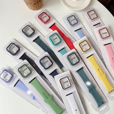 China Protect Lose Soft Silicone Cover Case For Apple Watch Band Strap, For Apple Watch Band With Case for sale