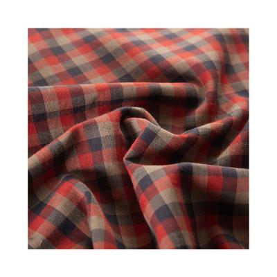 China Modern Design Breathable Brown Red Black Lattice Double Layer Fabric 100 Tricolor Cotton Fabric for sale