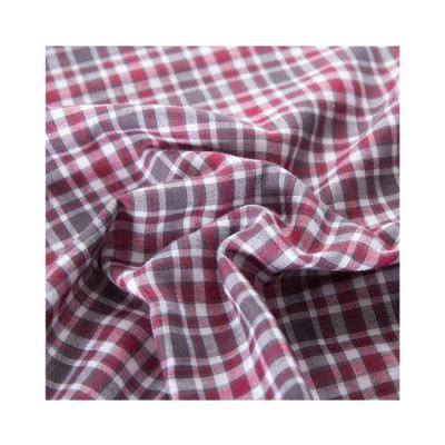 China Modern Design Black Gray Red Tricolor Double Layer Fabric Breathable Yarn Dyed Fabric for sale