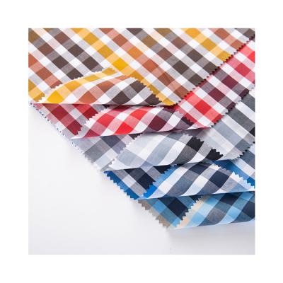 China Modern Design Breathable White Yellow Brown Plaid Fabric Cotton Fabric 100% Poplin Fabric for sale