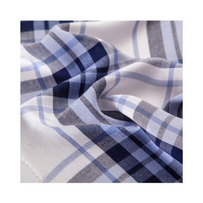 China Modern Design Gray White Striped Fabric Breathable Blue 100% Rayon Fabric for sale