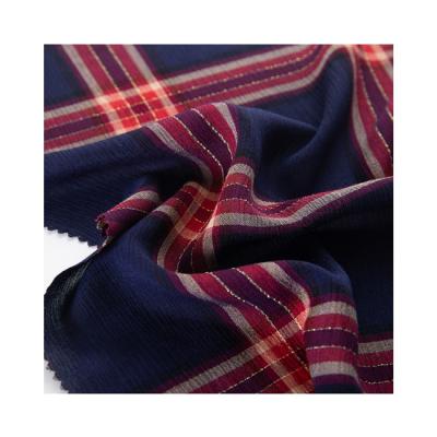 China Dark Color Breathable Rayon Modern Design Yarn Plaid Plaid Metallic Crepe Fabric for sale