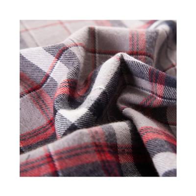 China Modern Design Plaid Fabric Breathable Black And White 100% Cotton Flannel Fabric for sale