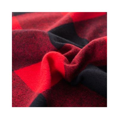 China Modern Design Breathable Black And Red Plaid Fabric 100% Cotton Flannel Fabric for sale