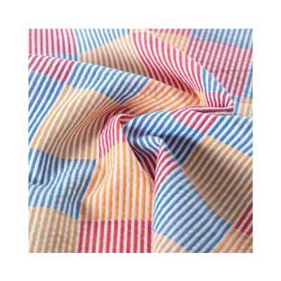 China Modern Design Four Color Breathable Fabric Cotton Cotton Crepe Striped Fabric for sale