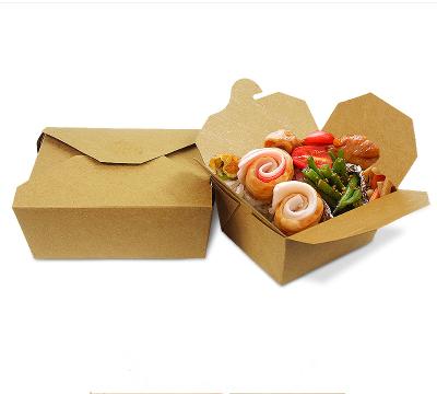 China Disposable Folding Packing Box In Stock Ready To Ship Kraft Paper Material Food Delivery Box for sale