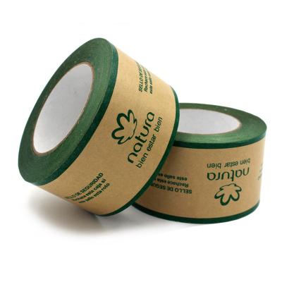 China OEM Waterproof Custom Wrapping Tape Logo Print Water Activate Kraft Adhesive Paper Tape Tape for sale