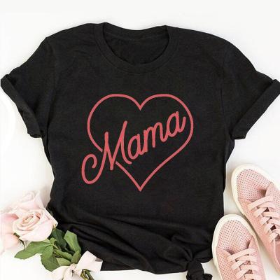 China Hot Selling Anti-Wrinkle T-shirt Luxury 100% Cotton Customized Famous Brand T-shirt Woman Mom Mother's Day Graphic Tee for sale