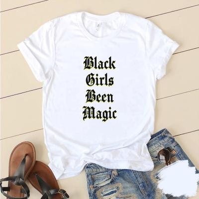 China Wholesale QUICK DRY Women's Black T-shirts Girl Magic Printed Tops Short Sleeve Cotton T Shirt For Women Clothing for sale