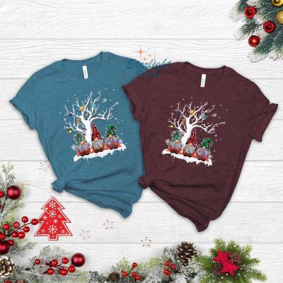 China Wholesale Anti-Wrinkle Christmas Print T-shirt Plus Size Crewneck Polyester Cotton Custom Women's Tees Shirt for sale