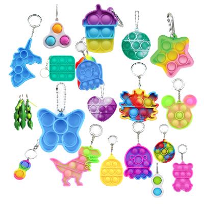 China Rainbow 2021, Mini Simple Dimple Push Pop Jumping Key Chain Toys Educational Silicone Silicone Up Key Chain Set Mini Bubble Fidget Sensory Toy for sale