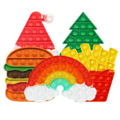 China 2021 New Design Hamburger Push Noise Baby Toy 2021 New Design Silicone Stress Reliever Push Bubble Popper Jumping Sensory Noise Toys For Christmas Gift for sale