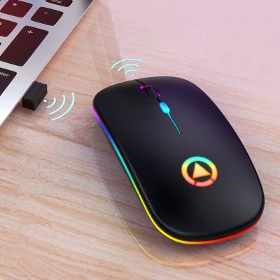 China Wireless Mouse 2.4Ghz LED Mini Ultra-Thin Rechargeable Lithium Battery Computer Quiet Mute Optical Colorful Gaming Lights Mouse 2.4Ghz LED for sale