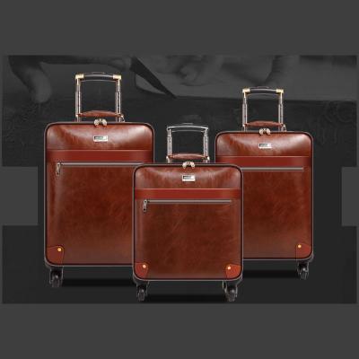 China Business 3pcs 16/20/24 Inch Wholesale Carry On Luggage PU Leather Travel Suitcase for sale