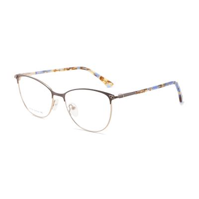 China MT9763 2022 Fashionable Woman Cat Eye Metal Half Frames Cat Eye Optical Glass Floral Frames for sale