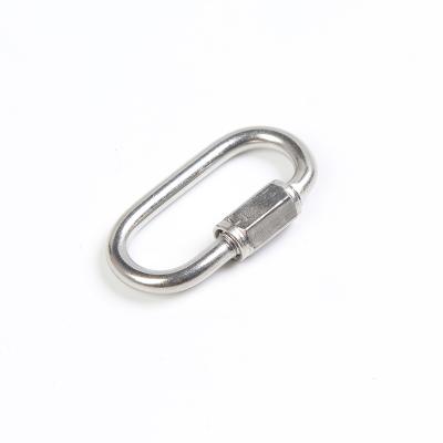 China High Quality Heavy Industry Hardware Tool Carabiner Stainless Steel Wire Rope Oval Locking Chain Quick Link M6 for sale