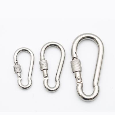 China High quality stainless steel spring hook 7*70 carabiner heavy industry metal snap hook with screw for sale