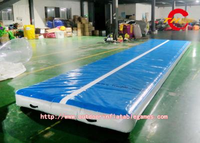 China 8m X 3m Adult Gym Gymnastics Training Inflatable Air Track Blue PVC for sale