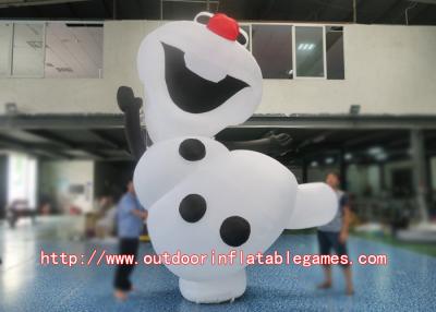 China Advertising Snowman Inflatable Cartoon Characters , Inflatable Christmas Decorations With Logo Printed for sale