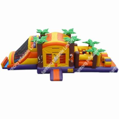 China Rent Large Inflatable Obstacle Course With Slide For Interactive Inflatables Games for sale