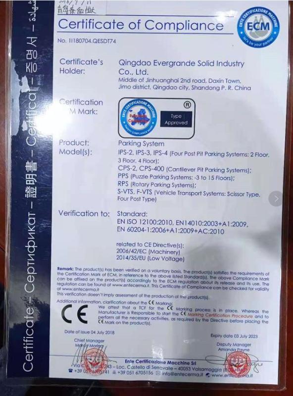 CE - Qingdao Evergrande Solid Industry Co., Ltd.