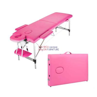 China Modern Red Beauty Bed Chiropractic Chair Portable 3 Section Aluminum Alloy Spa Beauty Message Chair for sale