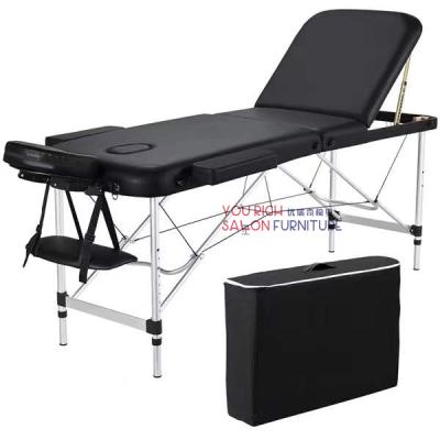 China Modern Portable Full Body Three Folding Beauty Bed Aluminum Alloy Massage Chair Beauty Salon Furniture Wholesale for sale