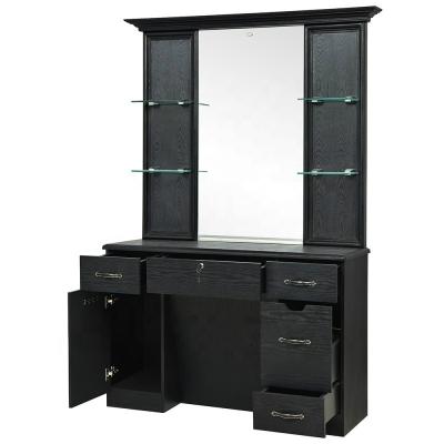 China Transitional hot sale hair beauty salon mirror station in other furniture; Christmas glass with black cabinet for sale