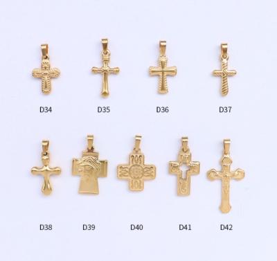 China High Quality Religious Stainless Steel Wholesale 18K Gold Plated Stainless Steel Jesus Cross Pendant for sale