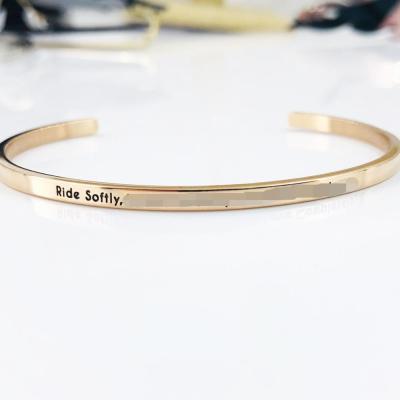 China Cute Logo BMZ Stainless Free Engraved Open Bracelet 3mm Width for sale