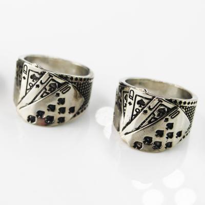 China BMZ 316L Religious Stainless unique design unisex poker rings steel card style rings punk poker for sale