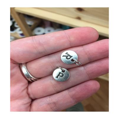 China BMZ 2020 Fashion DIY Jewelry Bracelet STAINLESS Stainless Letter Charms 1*0.1cm Matte Effect Oil Engraved Number Letter Charms for sale