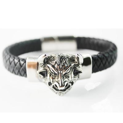 China BMZ Hyperbole New Year Cow Head Bracelet Genuine Leather Cheap Leather Bracelets for sale