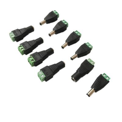 China LED 10 Pcs CCTV Cameras 2.1mm x 5.5mm Male DC Power Female Jack Adapter For 5050 3528 5630 5730 Single Color LED Strip Light for sale