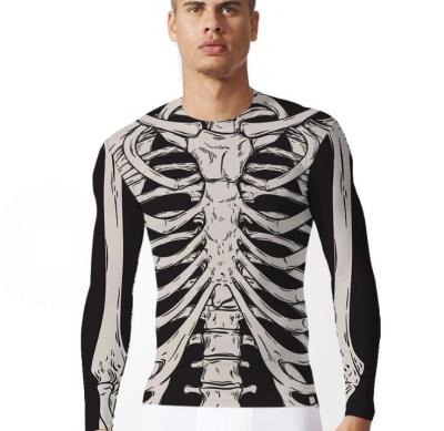 China Plus Size S-5XL 3D Printing T-shirt Viable Skeleton Slim Fit Crew Neck Long Sleeve Digital Printing T-Shirt for sale