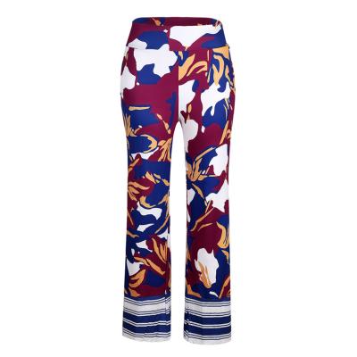 China Anti-Static Women Palazzo Pants Ethnic Printing Wide Leg Pants Wholesale for sale