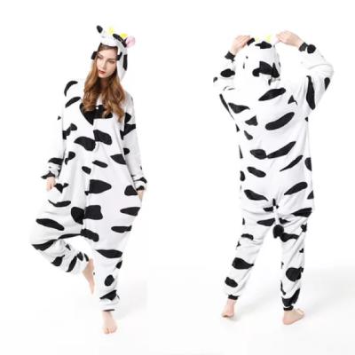 China Thermal Hot Selling Onesie Milk Cow Animal Adult Pajamas for sale