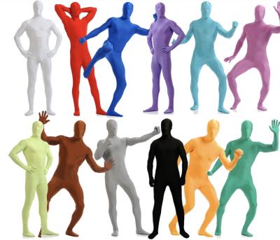 China Plus Size Ready To Ship Customized Unisex Halloween Party Spandex Zentai Suit Full Plain Nylon Jumpsuits Cosplay Costume for sale