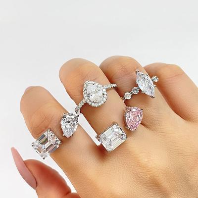 China Manufacturer Direct Selling Fashionable Sterling Silver Zircon Square Waterdrop Pear Shape Ring CZ Wedding Rings Women Rings for sale