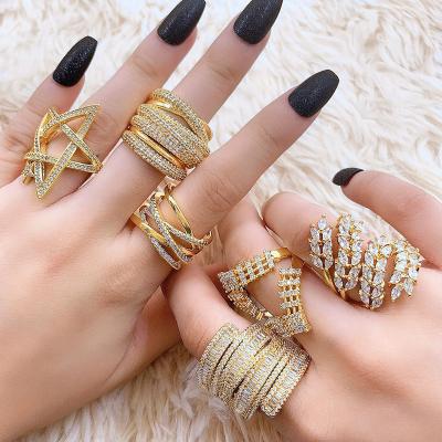 China Trendy Luxury Stack Rings Silver Pave Gemstone Rings Jewelry Multilayer Winding Ring for sale