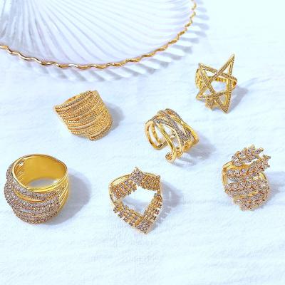 China New New Trendy Geometric Creative Line Ring With Pearl Zircon Winding CZ Diamond Wide Band Ring Multilayer for sale